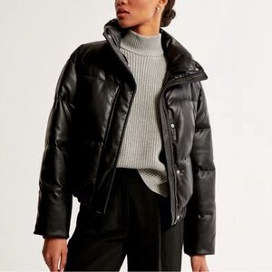 Abercrombie & Fitch Vegan Leather Classic Puffer Jacket
